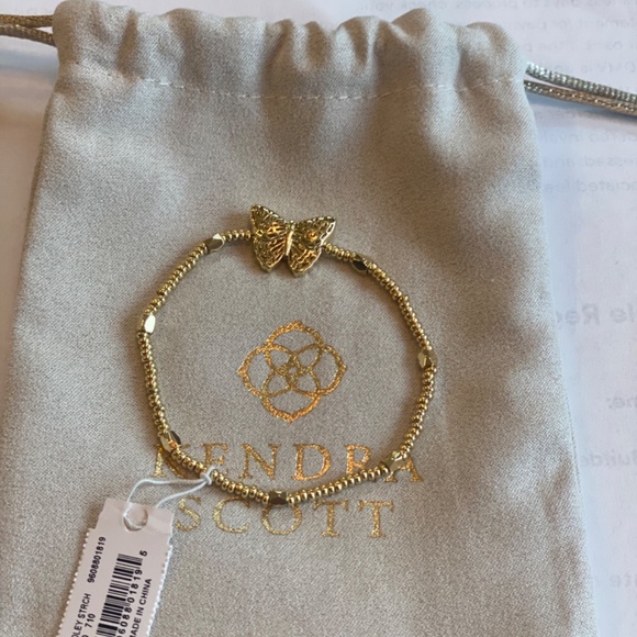 REG $45 KENDRA SCOTT GOLD HADLEY BUTTERFLY STRETCH BRACELET-VERY PRETTY - Picture 2 of 8